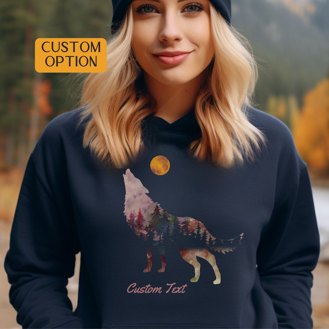 Custom Wolf Hoodie Wolf Sweatshirt for Women or Men, Gift for Wolf ...