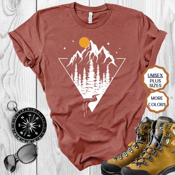 Hiking Shirt Geometric Shirt Waterfall Shirt Mountain - Etsy