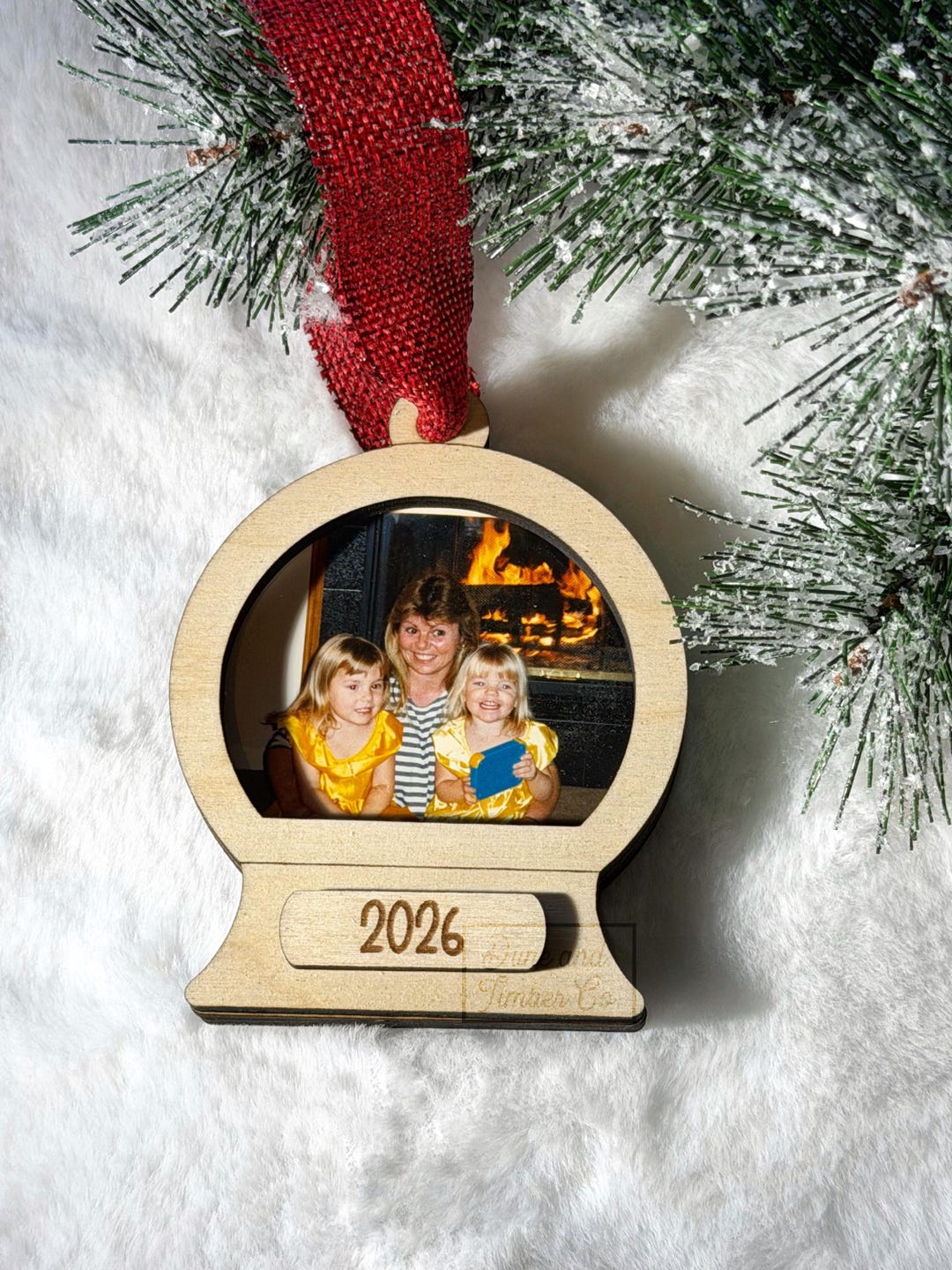 Personalized Photo Snow Globe Wooden Christmas Ornament - Picture Frame ...