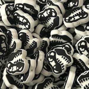EXCLUSIVE Rexy Dino Silicone Focal Bead-White
