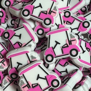EXCLUSIVE Pink Golf Cart Silicone Focal Bead