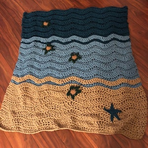 Sea turtle Afghan throw ocean blanket turtles