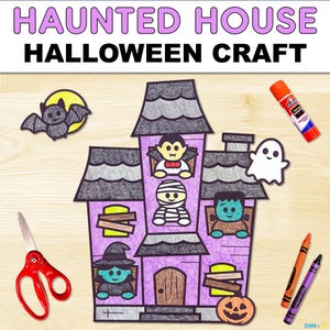 Halloween Craft | Haunted House Activity | Coloring Pages