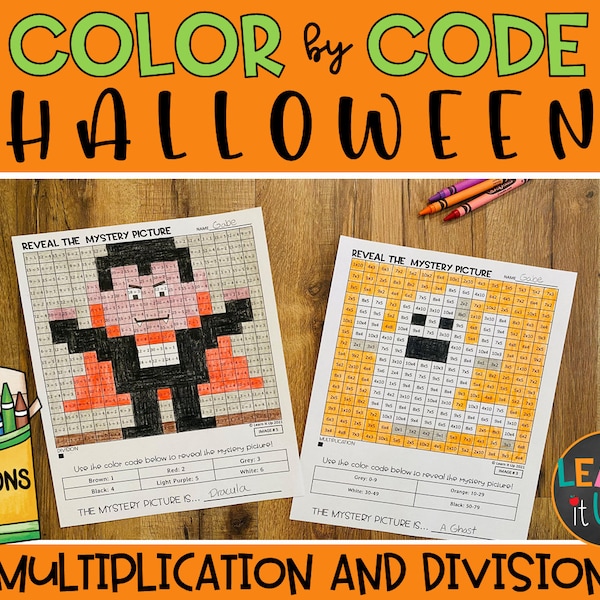 Halloween Math Activity l Color by Number l Multiplication and Division Facts