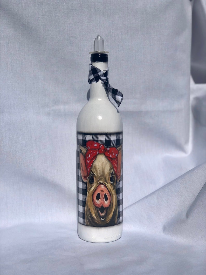 Pig Olive Oil or Dish Soap Dispensers. Hand Painted Bottle. Etsy