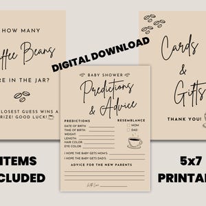 Baby is Brewing Coffee-Themed Baby Shower Game and Sign Package | Coffee Lover Baby Shower  | Modern Baby Shower Sign