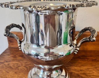 Vintage Silver-Plated Champagne Bucket | Trophy Style Wine Chiller | Elegant Holiday Entertaining Decor | English Manor Style Barware