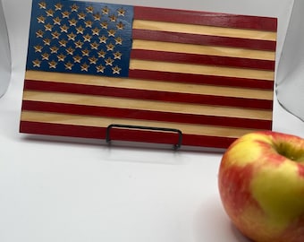 Small Wooden American Flag - Desktop or Wall Mount.