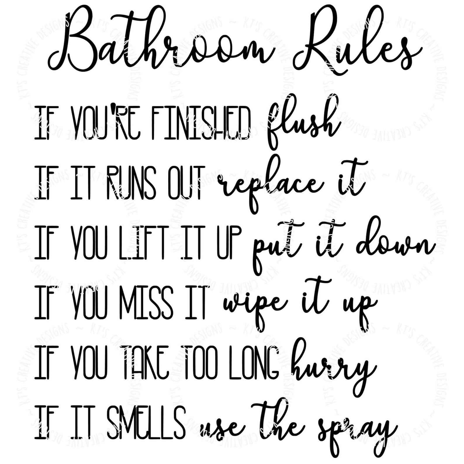 Bathroom Rules Sign SVG Cut File Etsy
