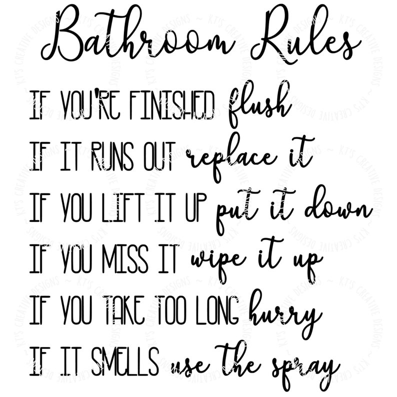 Bathroom Rules Sign SVG Cut File Etsy
