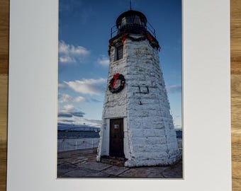 Photo Print of Goat Island Lighthouse at Christmas Time