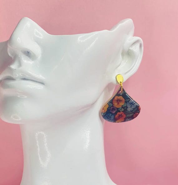Floral Polymer Clay Earrings | Colourful Flower Dangle