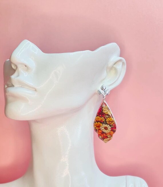 Vintage Floral Teardrop Earrings