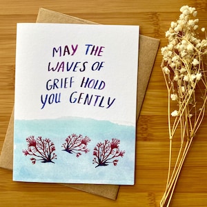 Condolence Greeting Card, Sympathy Greeting Card, Grief Greeting Card, Bereavement Greeting Card, Waves of Grief Ocean Seaweed Greeting Card
