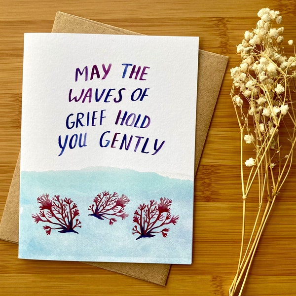 Condolence Greeting Card, Sympathy Greeting Card, Grief Greeting Card, Bereavement Greeting Card, Waves of Grief Ocean Seaweed Greeting Card