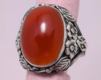 Vingate Arts & Crafts Natural Carnelian Sterling Silver s 7.5 Ring