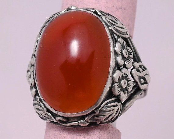 Vingate Arts & Crafts Natural Carnelian Sterling Silver s 7.5 Ring