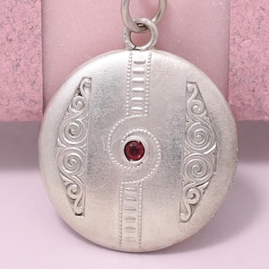 Antique Art Nouveau Jugendstil 800 Silver Red Paste Charm Pendant