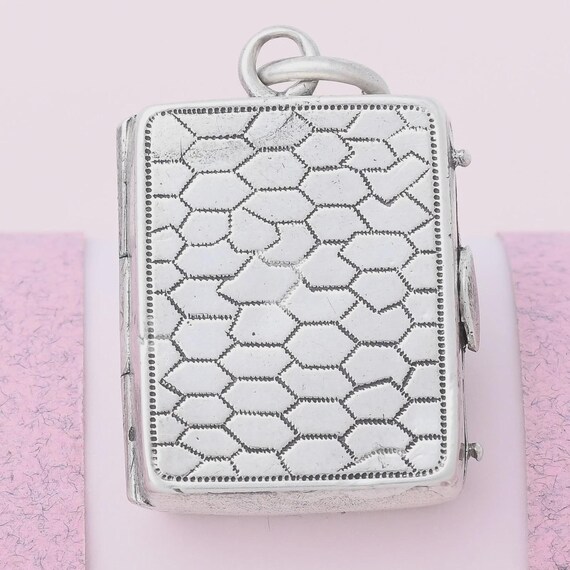 Antique Victorian Unique Pattern Silver Double Sided Book Charm Locket