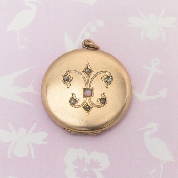 Antique Victorian Fleur De Lis Opal & Paste Rose … - image 3