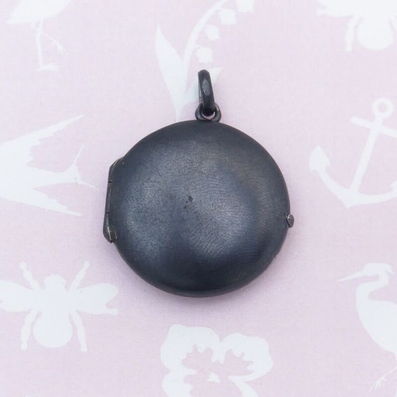 Antique Victorian Mourning Gunmetal Charm Pendant… - image 2