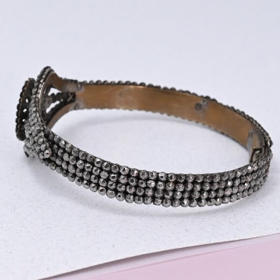 Antique Victorian Cut Steel Bangle Bracelet - image 2