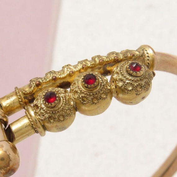 Antique Victorian Etruscan Revival Red Paste Gold… - image 2