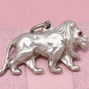 Antique Victorian TINY 3-D LION Paste Sterling Silver Charm Pendant