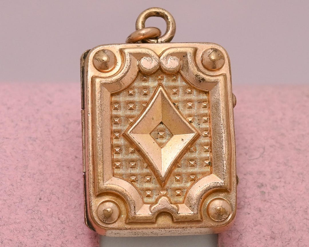 Repousse Book Antique Victorian Repousse BOOK Rose Gold Filled Charm Pendant Locket ...