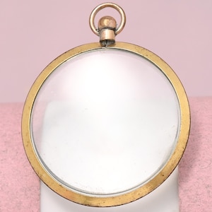 Antique Victorian Yellow Rolled Gold LARGE 1.5&quot; Glass Pendant Locket