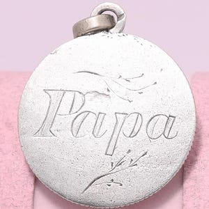 Antique Victorian LOVE TOKEN PAPA Sterling Silver Charm Pendant