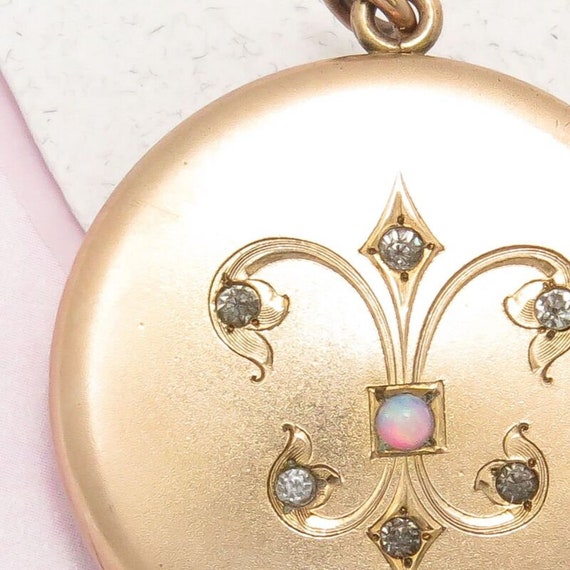 Antique Victorian Fleur De Lis Opal & Paste Rose … - image 5