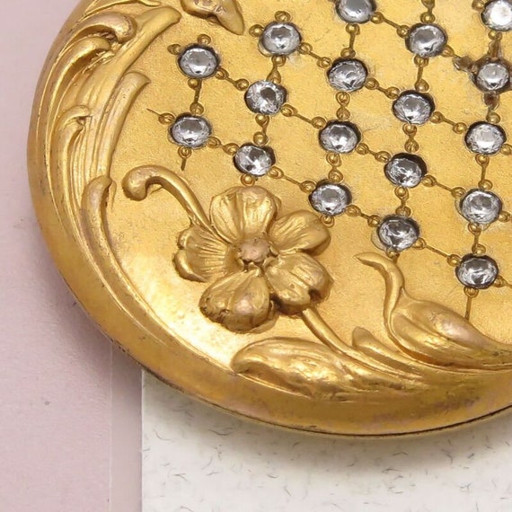 Antique Art Nouveau Flower Yellow Gold Filled Rep… - image 2