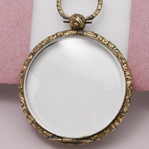 Antique Victorian LARGE Gold Filled Repousse Puffy Glass Pendant Locket