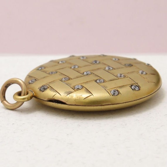 Antique Victorian Basket Weave Etched Yellow Gold… - image 5