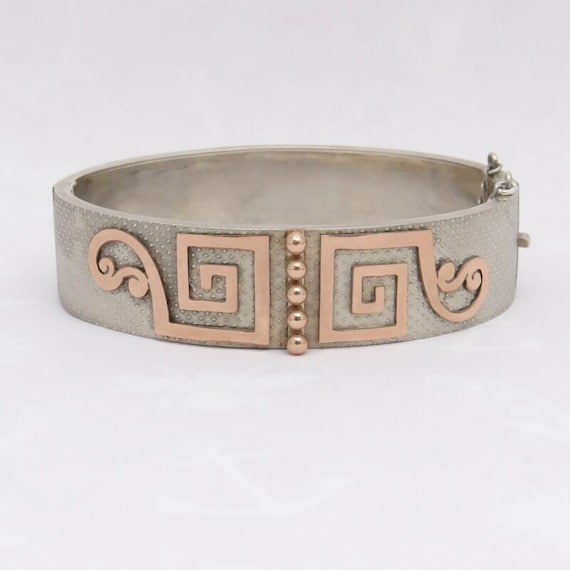 Antique Victorian French 800 Silver Rose Gold Ban… - image 3