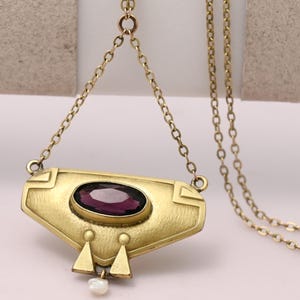 Antique Art Nouveau Jugendstil Foster Bailey Paste Gold Filled Pendant Necklace