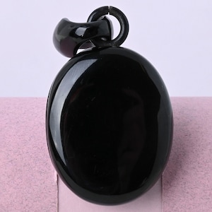 Antique Victorian Mourning Carved Natural Jet Pendant Locket
