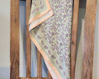 100% small  silk scarf , 16 MM pure silk scarf,  paisley pattern square silk scarf, 21” / 53 cm, cozy, soft and breathable silk scarf