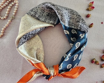 100% mulberry silk scarf, 12 momme pure silk scarf, 21” / 53 cm, soft and breathable silk scarf
