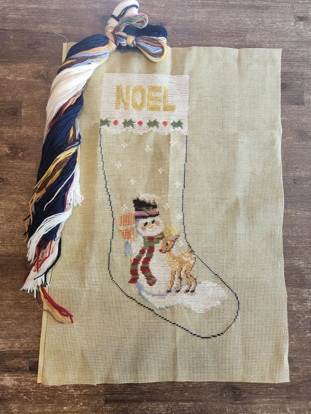 Wool Yarn Included Punch Needle Embroidered Draft Christmas Stocking ...