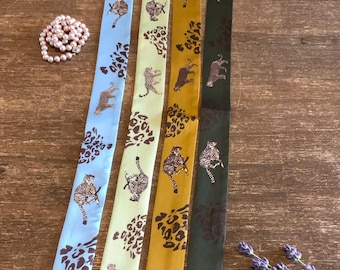 100% mulberry silk scarf, double layer narrow silk scarf, 14 MM silk twill scarf, leopard silk scarf,  1.18” x  76.38” / 3 cm x 194 cm