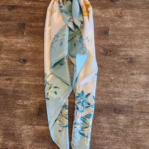 Hand rolled hem 100% mulberry silk scarf, 16 MM silk charmeuse scarf, soft & breathable silk scarf, 35″ / 89cm