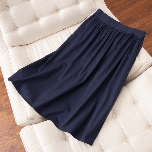 100% cotton midi skirt with pockets, 45 colours choices