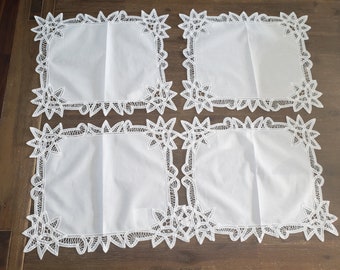 1 Oval-Placemat Tisch Tischset Vintage Hand Gehäkelt Baumwolle Spitze Deckchen