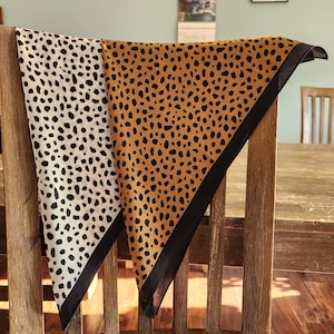 Silk leopard print scarf / bandana, 21 in x 21 in / 53cm x 53cm, soft, shiny, breathable and comfortable silk scarf / bandana, 100% silk
