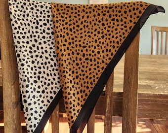 100% mulberry silk scarf, leopard print silk scarf / bandana, 21 in x 21 in / 53cm x 53cm