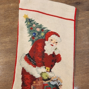 Big Santa Claus needle point Christmas stocking, 60 cm x 22cm / 23.62″ x 8.66″ , vintage not used, brand new, in perfect condition