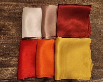 Lenços 100% seda amoreira, pequenos lenços de seda pura de cor sólida, 20,5” / 53 cm