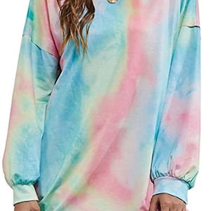 Tie Dye Shirt Women&#39;s Long Sleeve,  Women&#39;s Sweatshirts, Graphic Tees,  Casual Long Tie Dye Shirt, Blouse